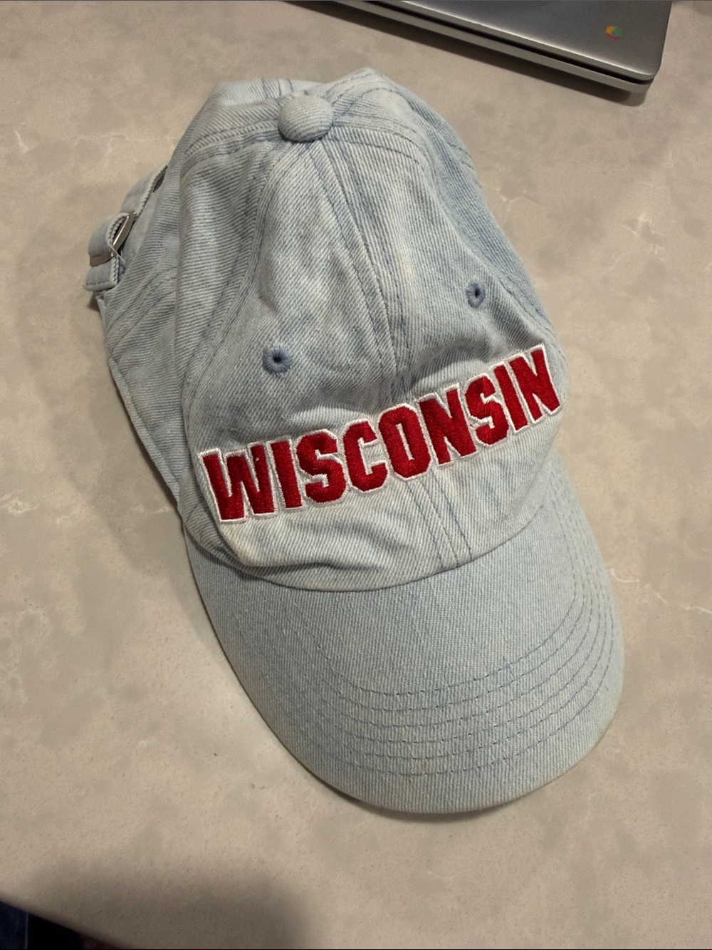 PINK Victoria’s Secret Denim WISCONSIN Baseball Cap with Red Logo